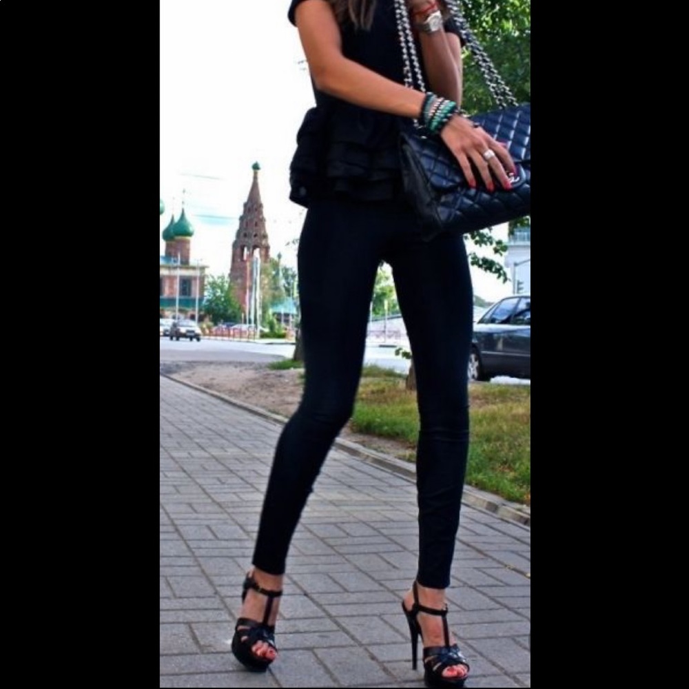 YSL Tribute Platform Pumps Black Leather Sz. 38 - Picture 2 of 8